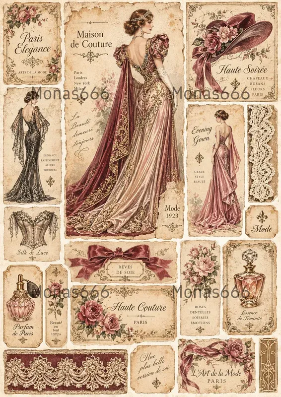 Vintage Couture Junk Journal Ephemera