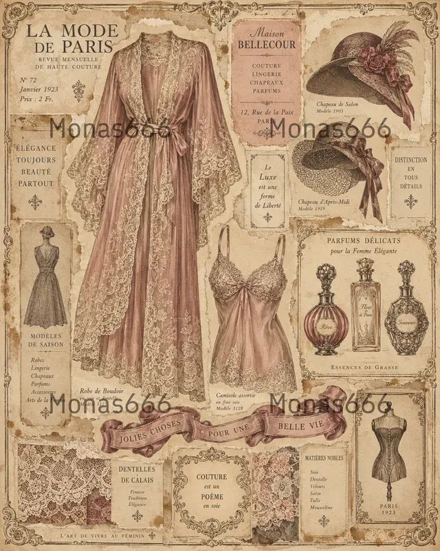 Vintage Couture Junk Journal Ephemera
