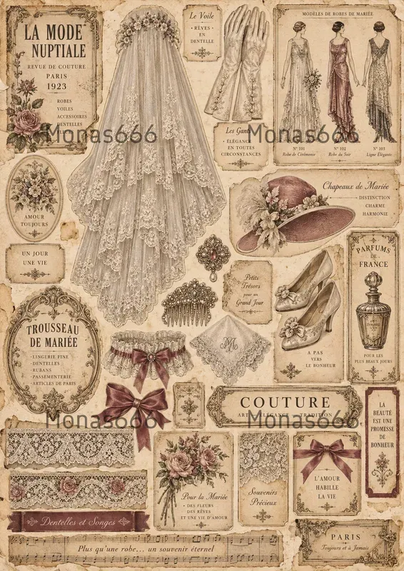 Vintage Couture Junk Journal Ephemera