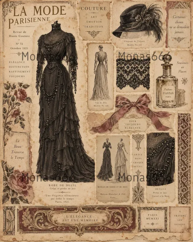 Vintage Couture Junk Journal Ephemera