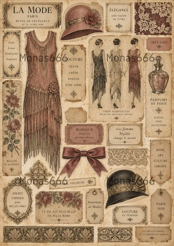 Vintage Couture Junk Journal Ephemera