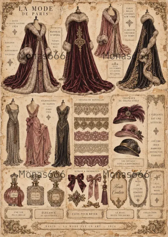 Vintage Couture Junk Journal Ephemera