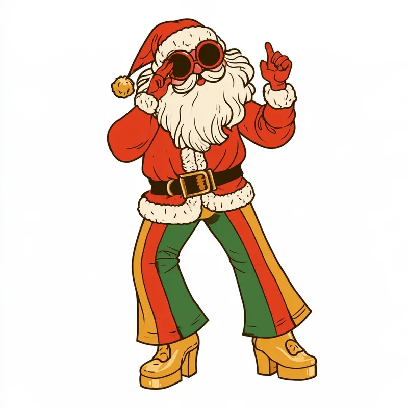 1970s Christmas Disco Character Cliparts