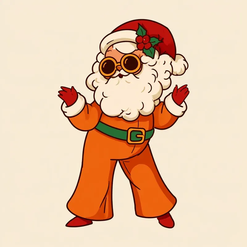 1970s Christmas Disco Character Cliparts