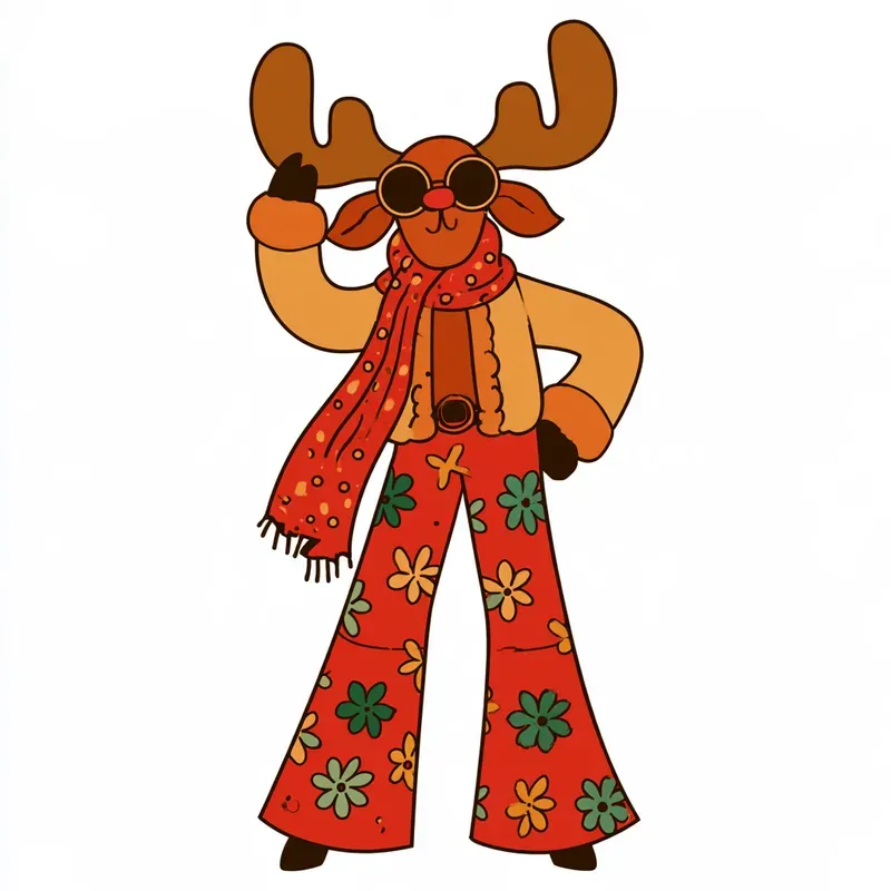 1970s Christmas Disco Character Cliparts