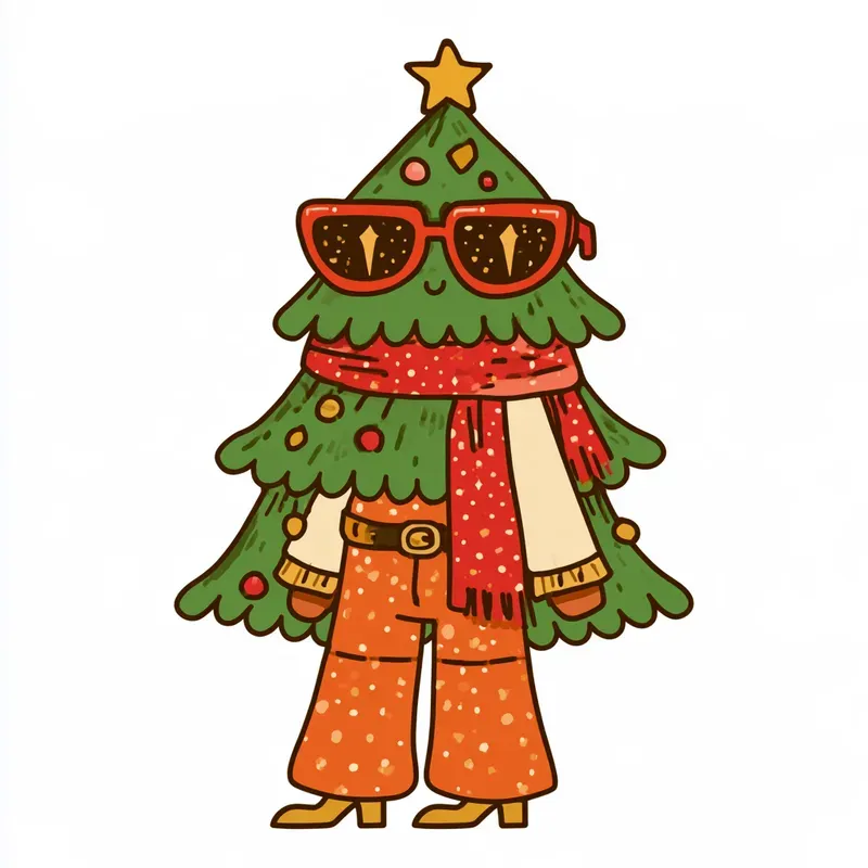 1970s Christmas Disco Character Cliparts