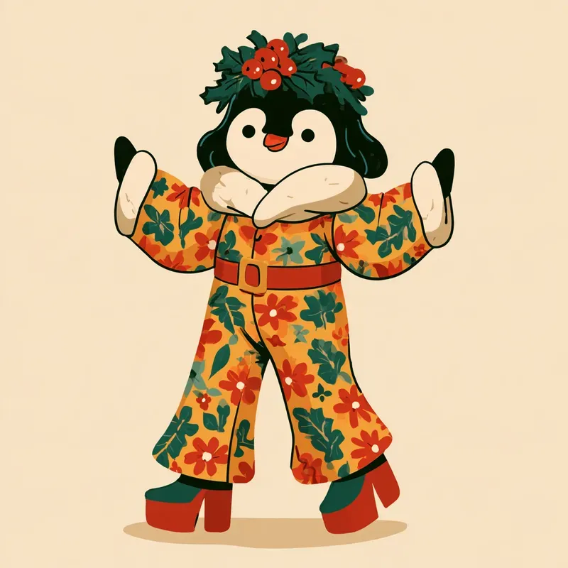 1970s Christmas Disco Character Cliparts