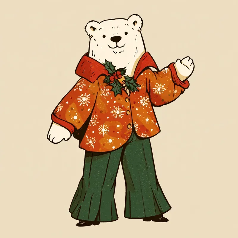 1970s Christmas Disco Character Cliparts