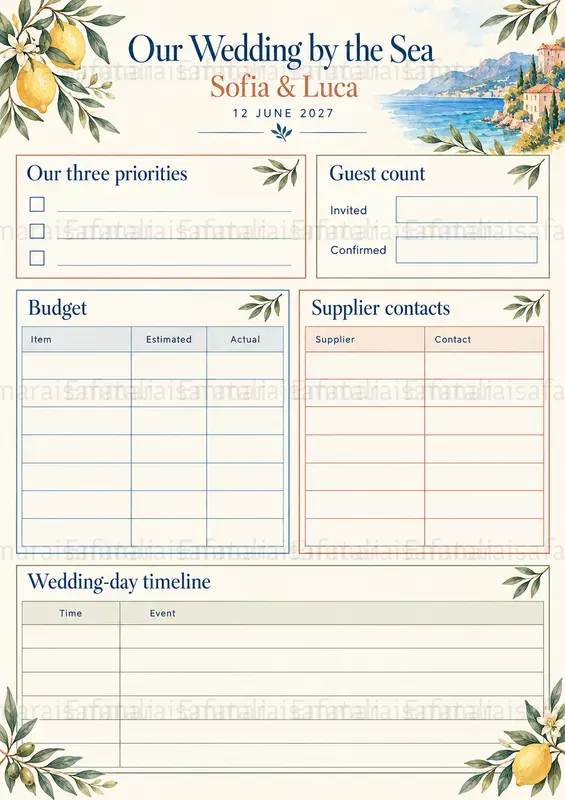 Elegant Wedding Planner Pages Generator