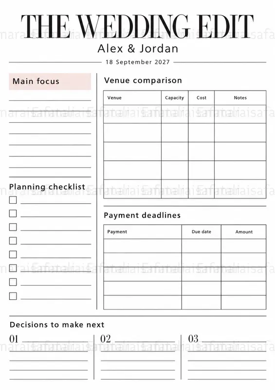Elegant Wedding Planner Pages Generator