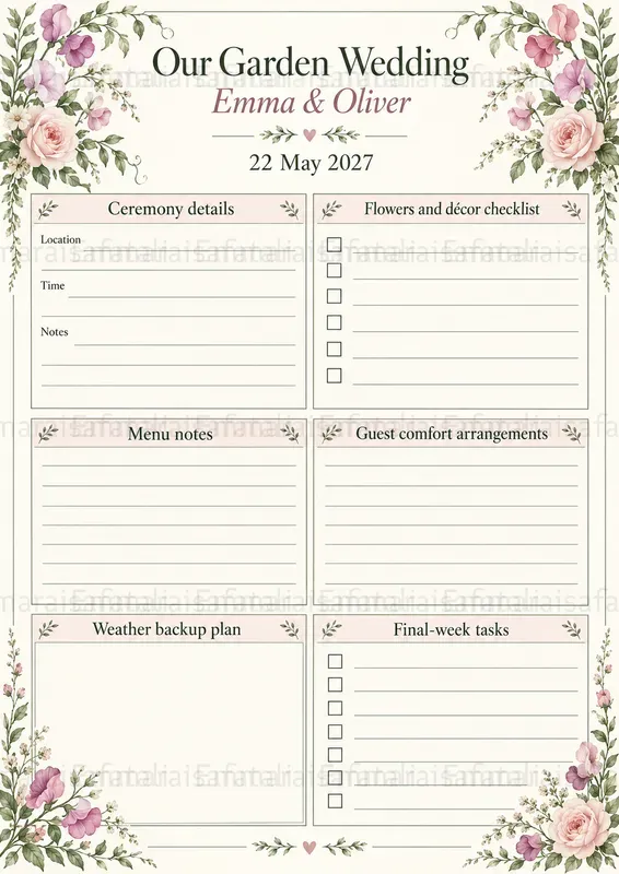 Elegant Wedding Planner Pages Generator