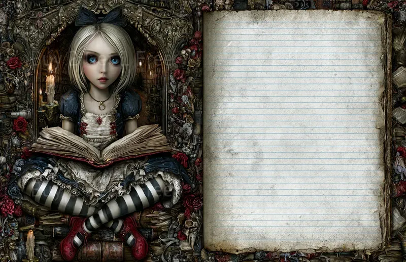 Alice In Dark Academia Double Pages