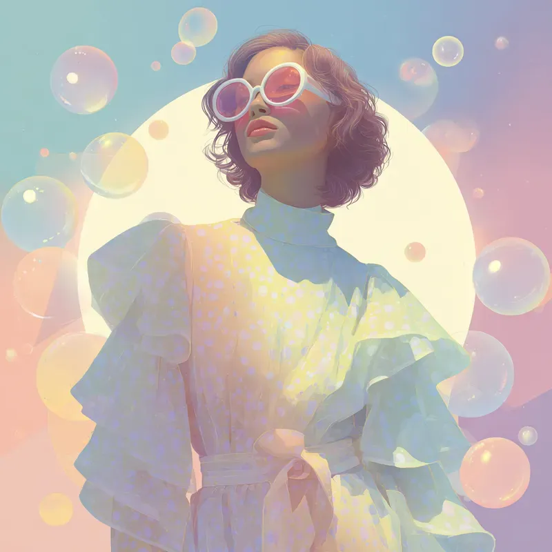 Whimsical Retro Bubblecore Style Illustrations