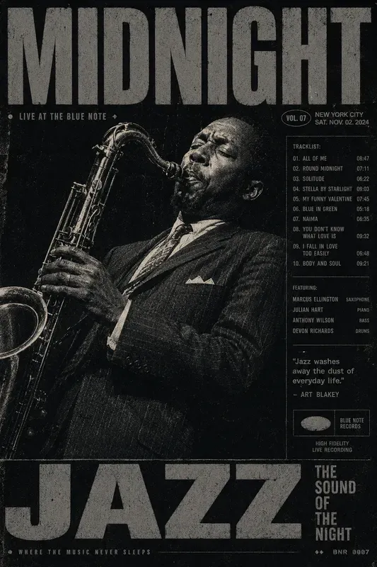Retro Monochromatic Concert Posters