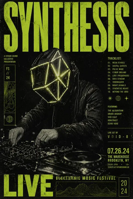 Retro Monochromatic Concert Posters