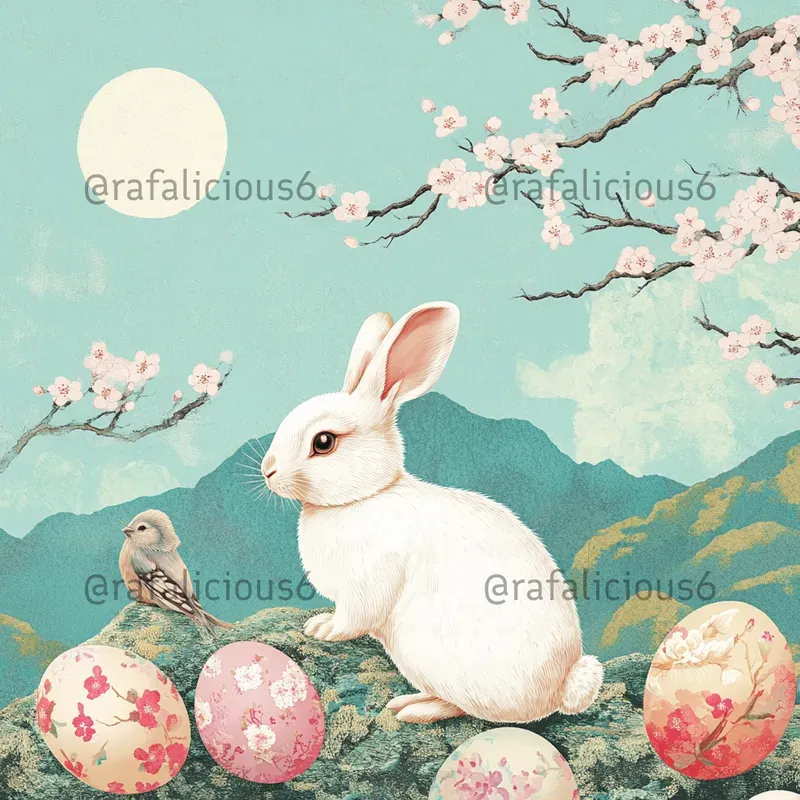 Easter Cards In Japanese Woodblock Style