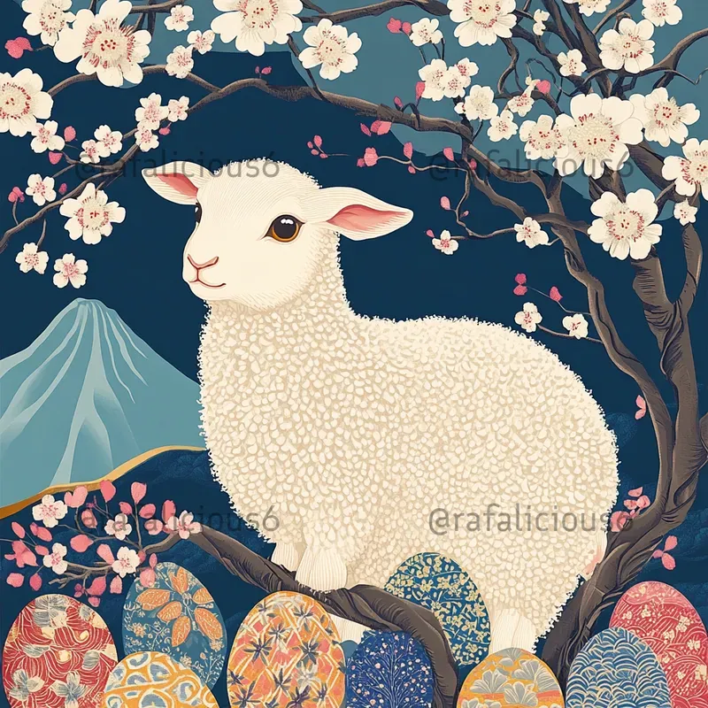 Easter Cards In Japanese Woodblock Style
