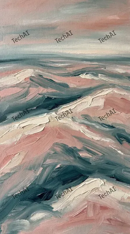 Pastel Teal Pink Oil Abstracts