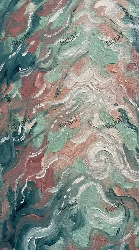 Pastel Teal Pink Oil Abstracts