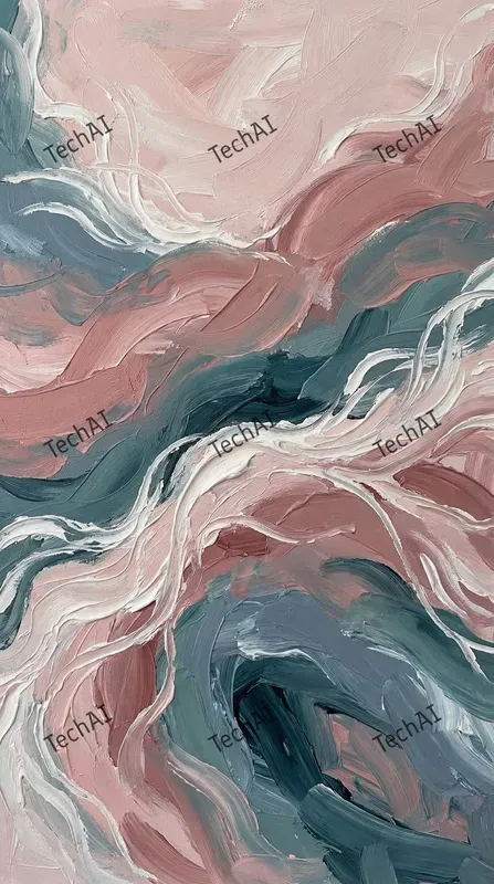 Pastel Teal Pink Oil Abstracts
