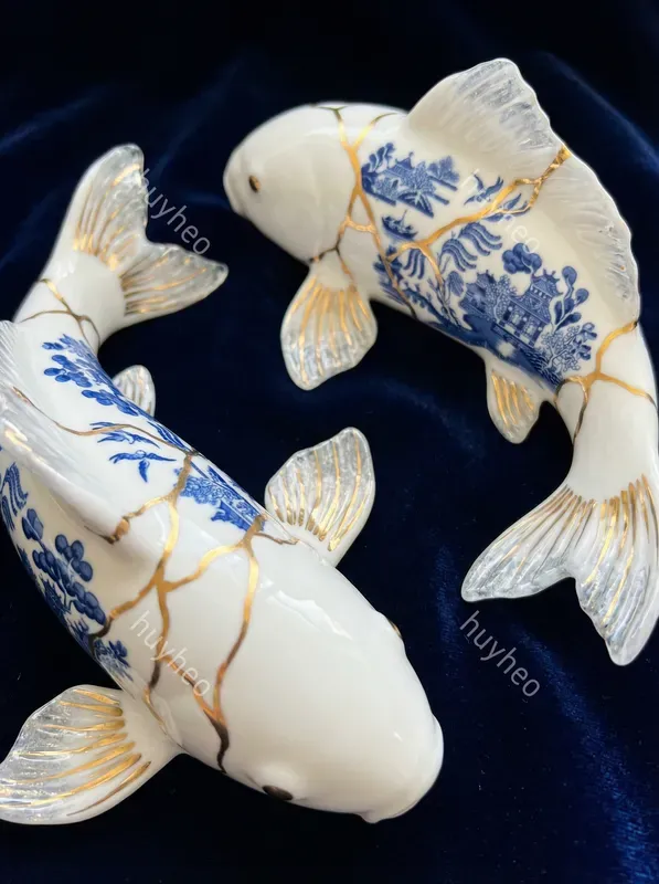 Blue Willow Kintsugi Porcelain Art