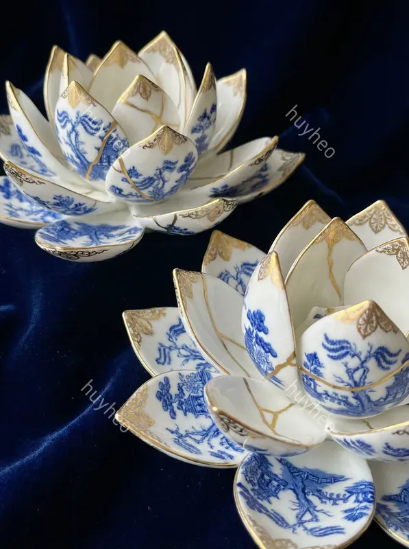 Blue Willow Kintsugi Porcelain Art