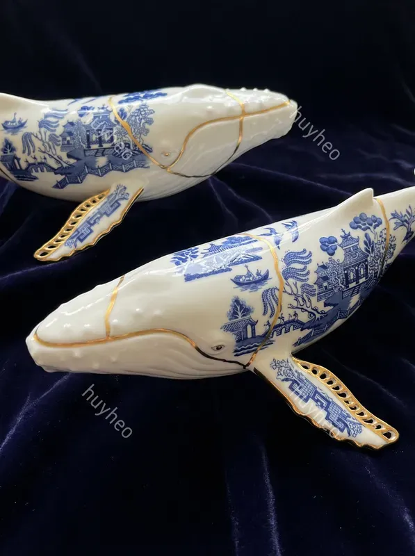 Blue Willow Kintsugi Porcelain Art