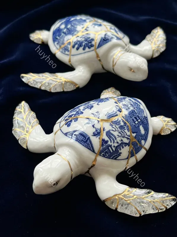 Blue Willow Kintsugi Porcelain Art