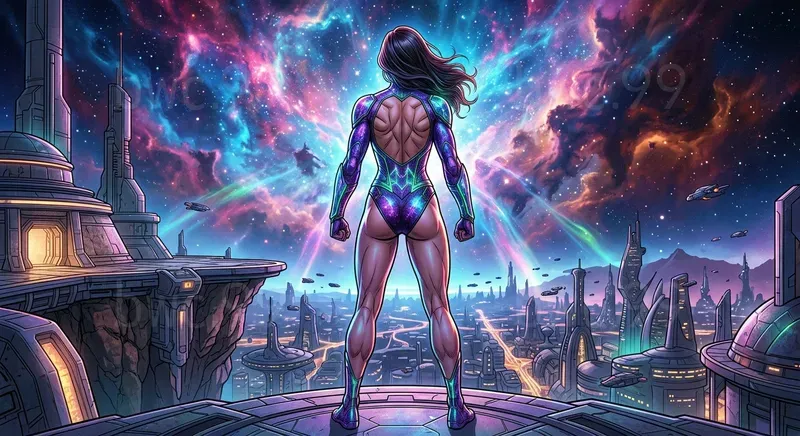 Realistic Comic Heroines Back View