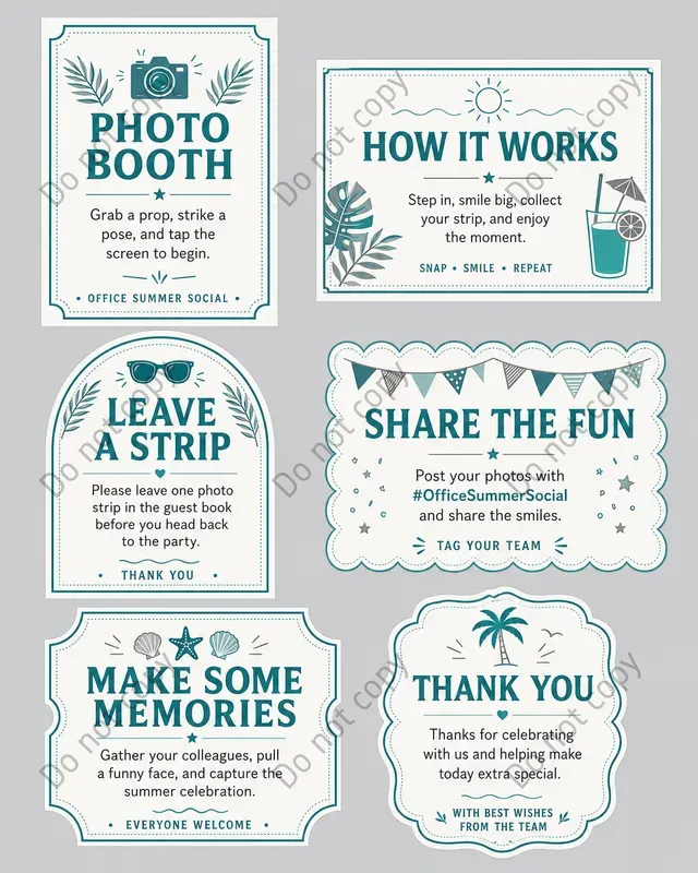 Photo Booth Sign Card Sheets