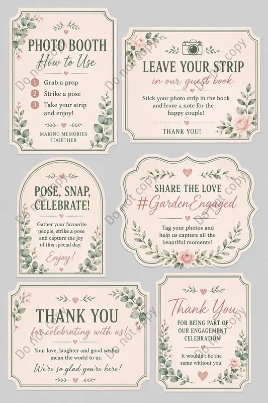 Photo Booth Sign Card Sheets