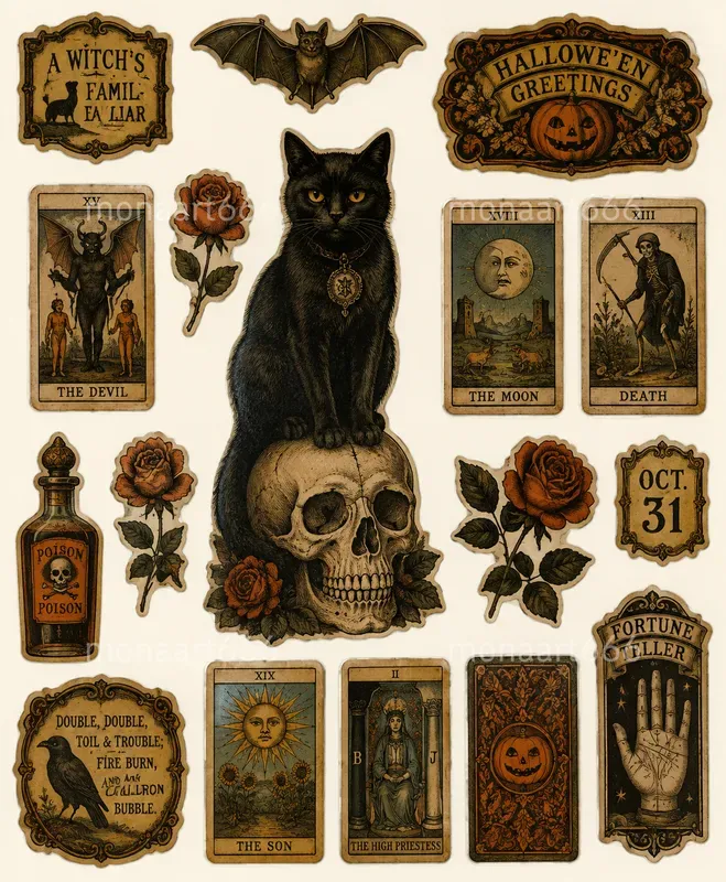 Antique Halloween Scrapbook Ephemera