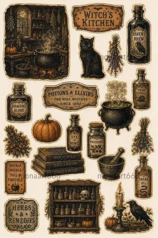 Antique Halloween Scrapbook Ephemera