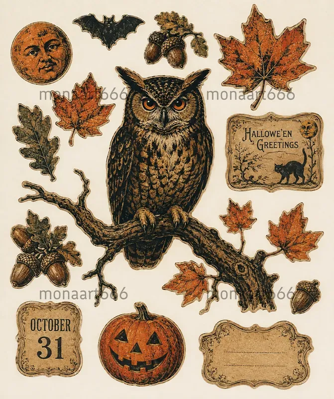 Antique Halloween Scrapbook Ephemera