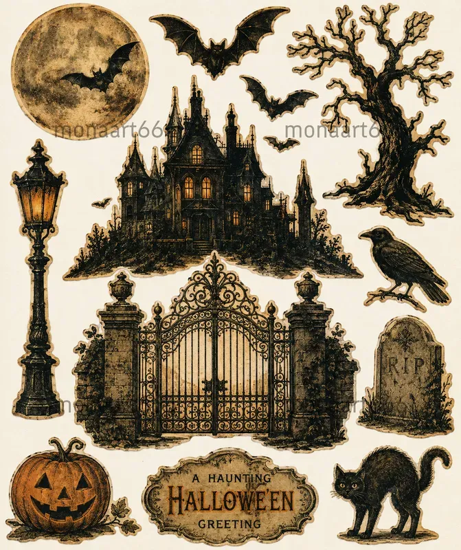 Antique Halloween Scrapbook Ephemera