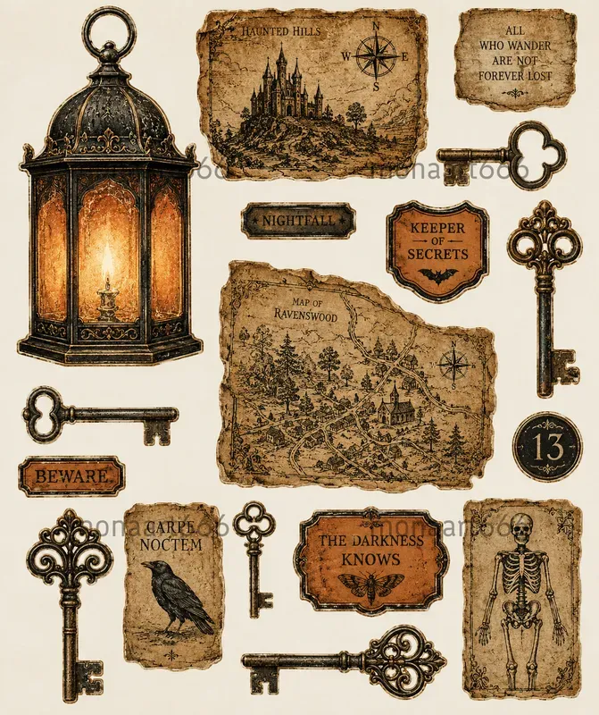 Antique Halloween Scrapbook Ephemera