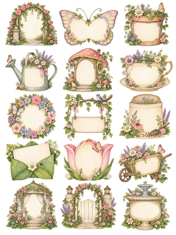 Watercolor Stationery Clipart Frames