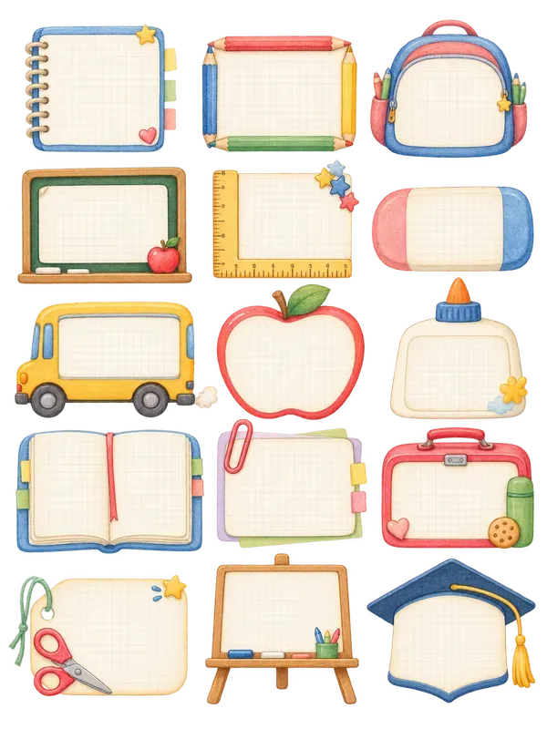Watercolor Stationery Clipart Frames