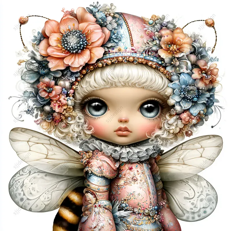 Cute Whimsical Kawaii Doll Art