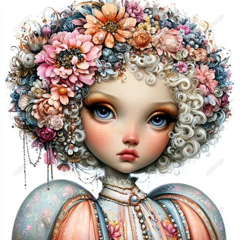 Cute Whimsical Kawaii Doll Art