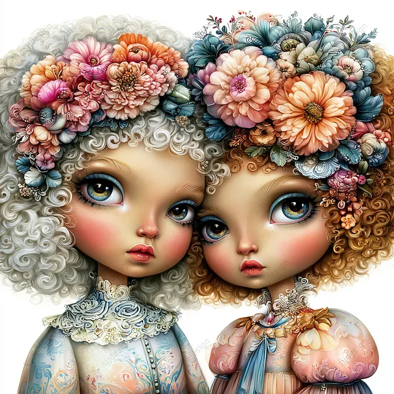 Cute Whimsical Kawaii Doll Art