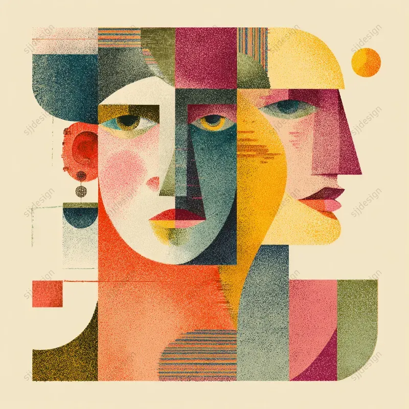 Modern Cubist Retro Portraits
