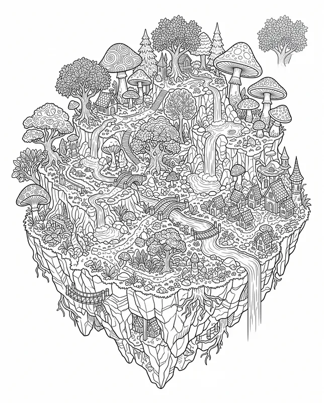 Floating Island Coloring Pages