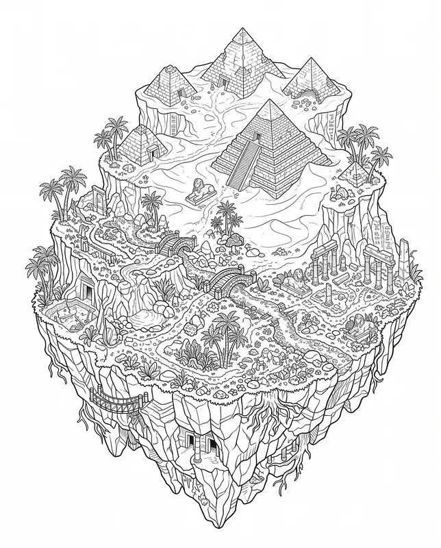 Floating Island Coloring Pages