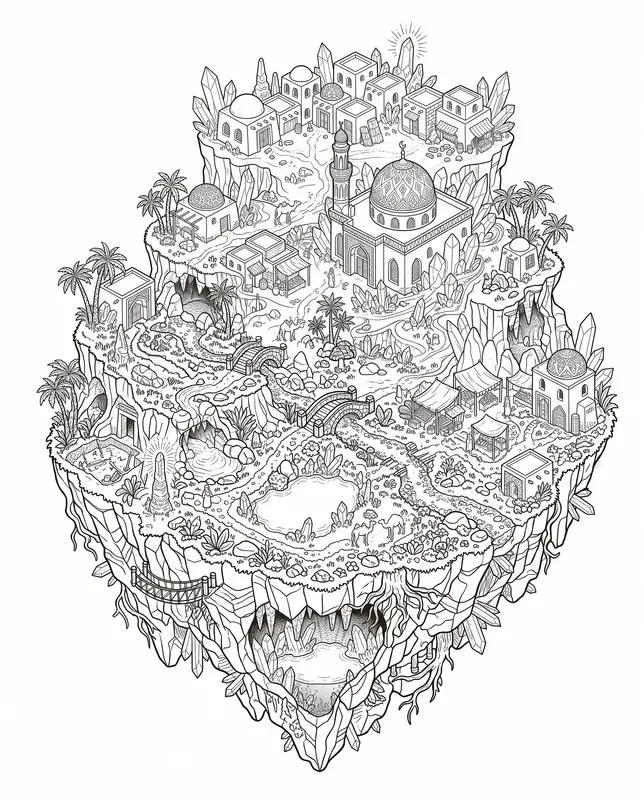 Floating Island Coloring Pages