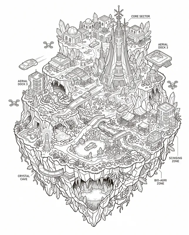 Floating Island Coloring Pages