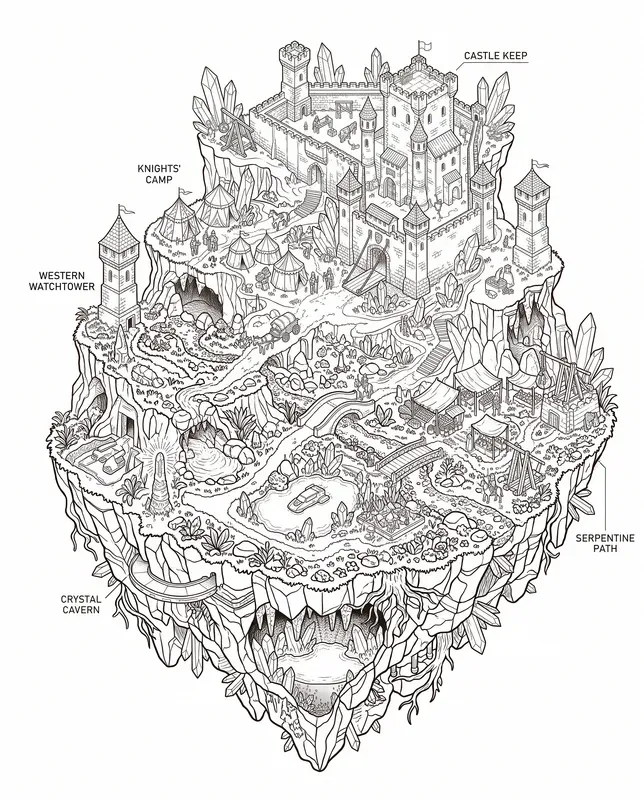 Floating Island Coloring Pages