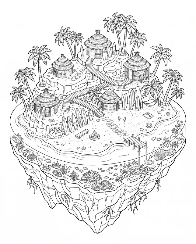 Floating Island Coloring Pages