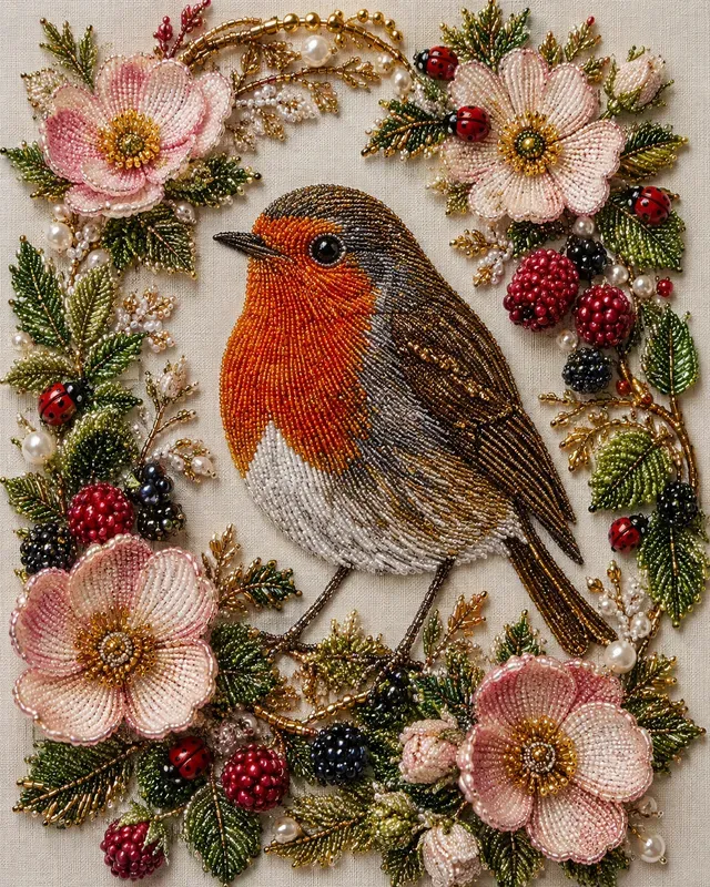 Luxury Beaded Nature Collage Posters