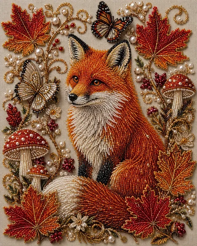 Luxury Beaded Nature Collage Posters